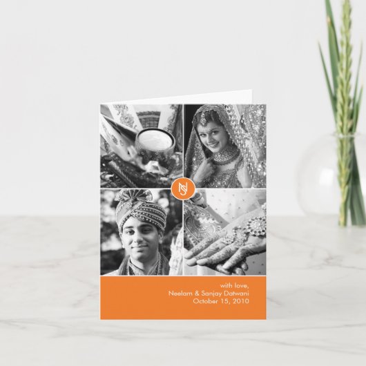 Indiase Trouwdag 4 Foto Dankkaart Bedankkaart (Voorkant)