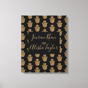 Indiase Trouwdag Bewaar de datum Goud hamsa Henna Canvas Afdruk