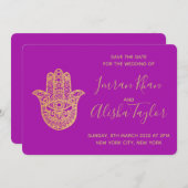 Indiase Trouwdag Bewaar de datum Gouden hamsa Henn Save The Date (Voorkant / Achterkant)