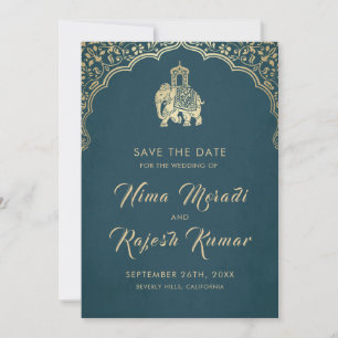 Indiase Trouwdag Save The Date Gouden Ganesha Uitn Kaart
