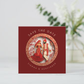 Indiase trouwkoppel Save The Date (Staand voorkant)