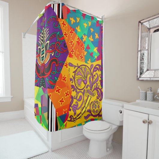 Indiase Turkse feestelijke patchwork Mandala Douchegordijn (In situ)
