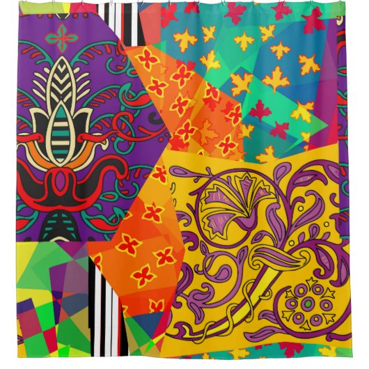 Indiase Turkse feestelijke patchwork Mandala Douchegordijn (Voorkant)
