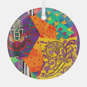 Indiase Turkse feestelijke patchwork Mandala Glas Ornament