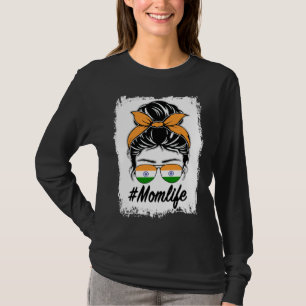 Indiase Vlag Indiase Moeder Rommelige Knot Moeder T-shirt