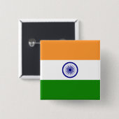 Indiase vlag vierkante button 5,1 cm (Voorkant /achterkant)