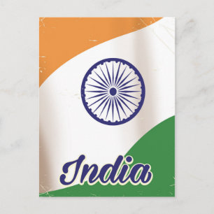 Indiase vlag vintage reisposter. briefkaart
