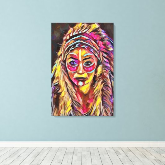 Indiase vrouw canvas afdruk (Insitu (Houten vloer))