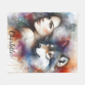 Indiase vrouw en wolf geest van het wild fleece deken (Voorkant (Horizontaal))