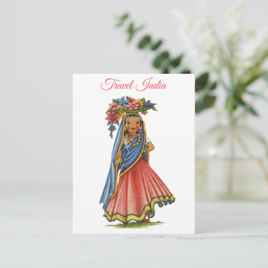  Indiase vrouw in Sari Reizen Briefkaart (Staand voorkant)