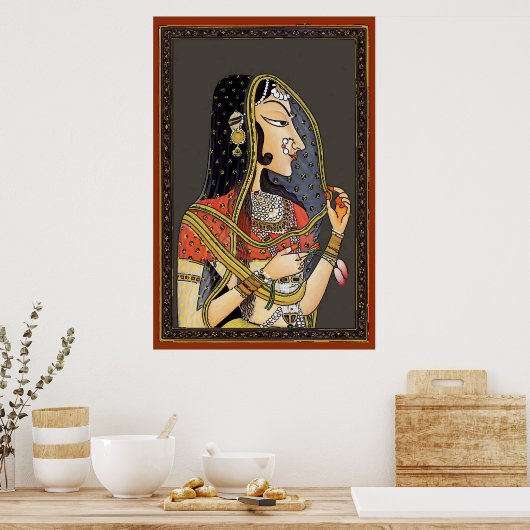 Indiase vrouw, Mughal Art Poster (Keuken)