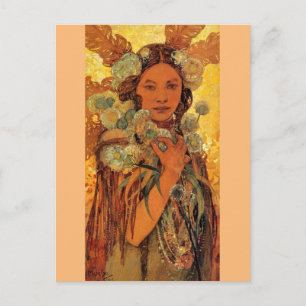 Indiase vrouw van alfons Mucha - Art Nouveau Briefkaart