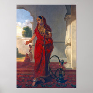 Indiase vrouwen roken waterpijp poster
