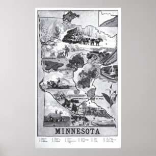  indicatieve kaart van Minnesota (1921) Poster