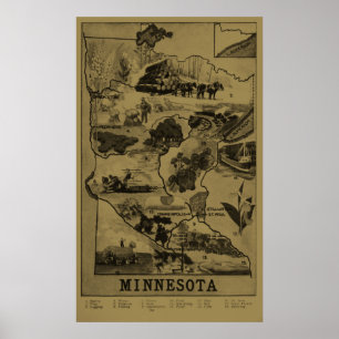 indicatieve kaart van Minnesota (1921) - Tan Poster