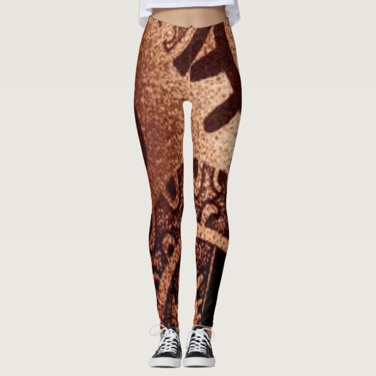 "Indice de Symbole Aztèque Brown foncé" Leggings d (Devant)