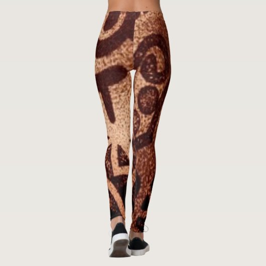 "Indice de Symbole Aztèque Brown foncé" Leggings d (Dos)