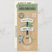 Indie Acoustic Rock ’n’ Roll Wedding Ticket Kaart (Voorkant / Achterkant)