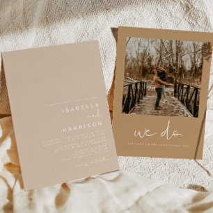 INDIE Bohemian Beige en Terracotta Photo Wedding Kaart