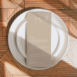 INDIE Bohemian Earth Tone Taupe Menu Mariage<br><div class="desc">Ce menu comporte une police manuscrite pointue et un design minimaliste moderne. La combinaison crème beige en fait l'addition parfaite à tout événement bohème ou désertique. Utilisez ce menu pour votre réception de mariage,  douche nuptiale,  fête de retraite,  etc. Modifiez le libellé *le plus* pour répondre à vos besoins.</div>