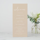 INDIE Bohemian Earth Toned Beige Wedding Programme (Debout devant)