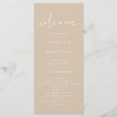 INDIE Bohemian Earth Toned Beige Wedding Programme (Devant)