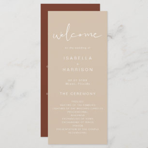 INDIE Bohemian Earth Toned Beige Wedding Programme