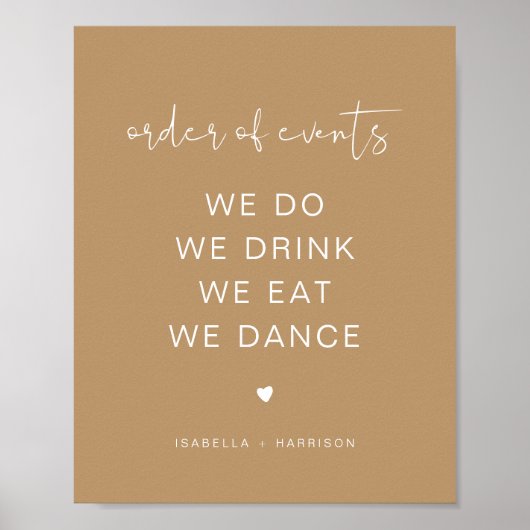 INDIE Boho Beige Wedding Order of Events Poster (Voorkant)
