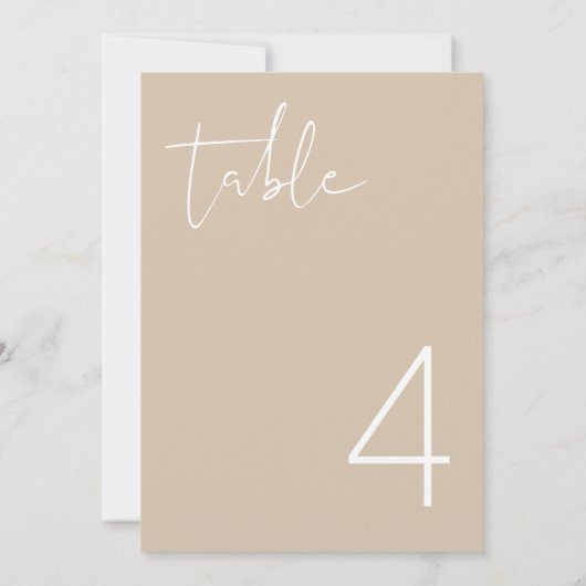 INDIE Boho Earth Taupe Numéro de table minimal (Dos)