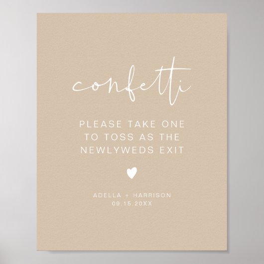 INDIE Boho Earth Toned beige Confetti Toss Sign Poster (Voorkant)