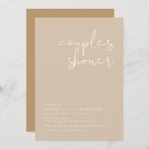 INDIE Boho Earth Toned beige Couples Shower Invit Kaart