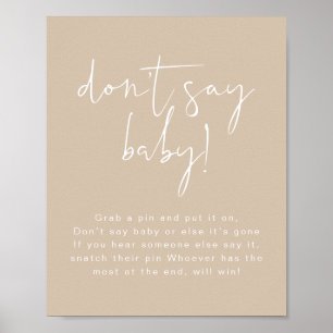 INDIE Boho Earth Toned beige Zeg niet dat Baby geb Poster