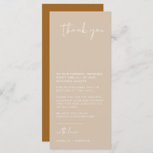 INDIE Boho Mariage beige Carte de remerciements ta