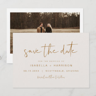 INDIE Boho Verbrande Oranje Save the Date Uitnodig Kaart