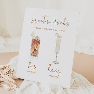 INDIE Boho Waterverf Cocktail Signature Drink Reclamebord Met Voetstuk