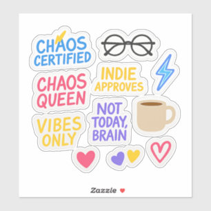 Indie Chaos Sticker Set - 10 Die-Cut Vibe Stickers