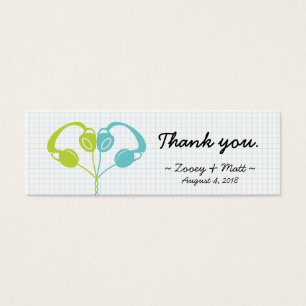 Indie Hoofdtelefoon Hart Blauw / Lime Groen Bruilo Mini Visitekaartjes