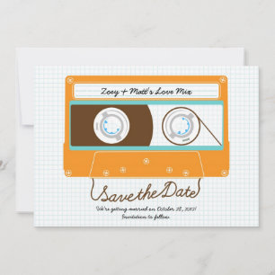 Indie Mixtape Bruiloft (Oranje/Lucht) Save the Dat Date