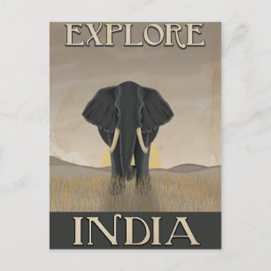 Indië olifant vintage reisposter briefkaart