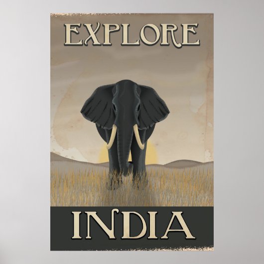 Indië olifant vintage reisposter poster (Voorkant)