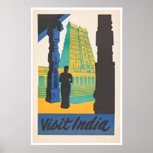 Indië Reisposter Indiase Kunst Hindu Tempel Print