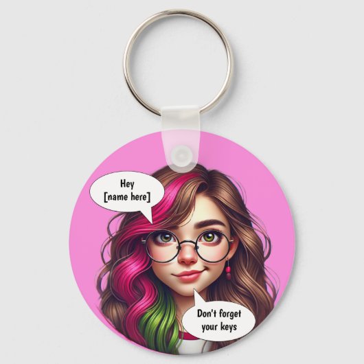 🗝 Indie’s Cheeky Smirk – gepersonaliseerd Sleutelhanger (Voorkant)