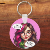 🗝 Indie’s Cheeky Smirk – gepersonaliseerd Sleutelhanger (Voorkant)