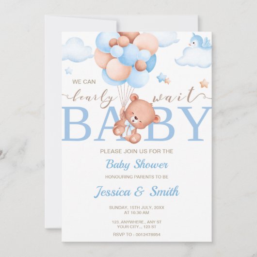 Indien Baby shower Invitation Card garçon (Devant)