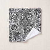 Indien de William Morris, noir et blanc (Gant de toilette)