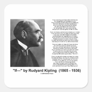 Indien- door Rudyard Kipling Motivatie Advice Poem Vierkante Sticker