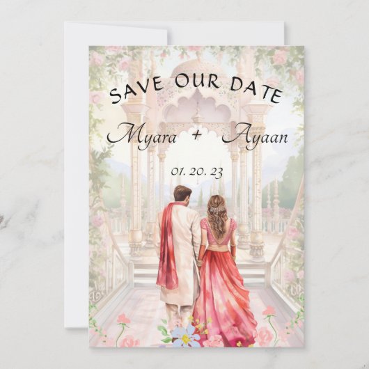 Indien Enregistrer la date Carte de mariage indien (Devant)