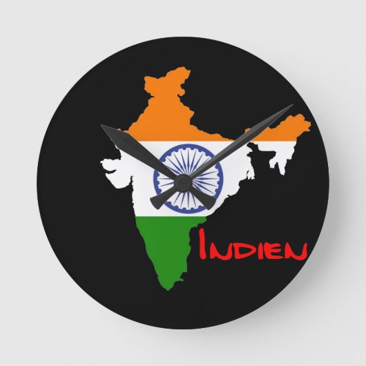 Indien Flagge Uhr Ronde Klok (Voorkant)