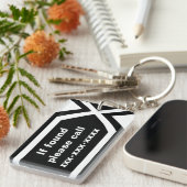 Indien gevonden, bel dan sleutelhanger (Voorkant Rechts)