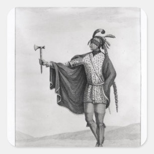 Indiër van de Natie van Kaskaskia Vierkante Sticker